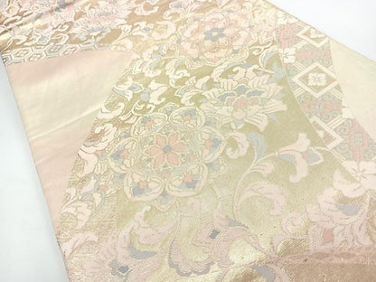 平和屋着物◎六通柄袋帯　正倉院花唐草文　金糸　正絹　逸品　CABJ7832nb