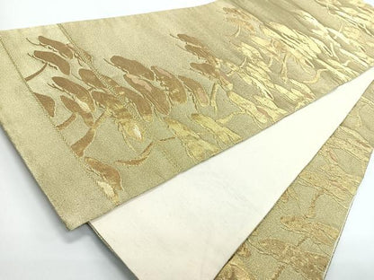 平和屋着物◎六通柄袋帯　松　金糸　正絹　逸品　CABJ7839nb