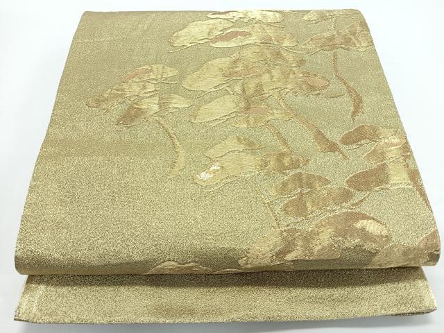 平和屋着物◎六通柄袋帯　松　金糸　正絹　逸品　CABJ7839nb