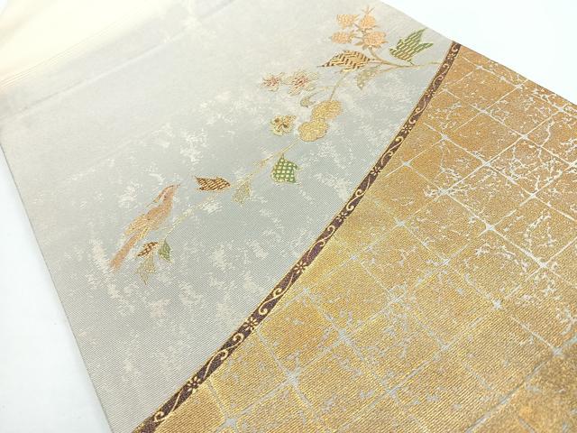 平和屋着物◎中国三大刺繍　相良刺繍　九寸名古屋帯　花鳥文　金彩　正絹　逸品　CABJ7841nb