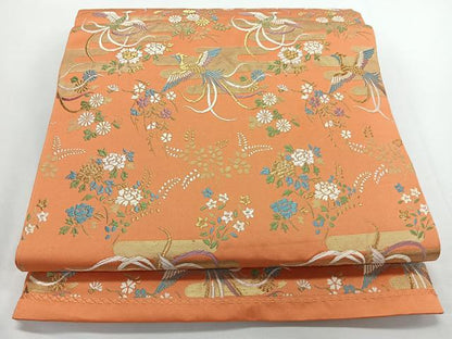 平和屋着物◎六通柄袋帯　唐織　草花飛鳥文　金糸　正絹　逸品　CABJ7847nb