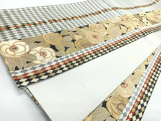 平和屋着物◎六通柄袋帯　唐織　草花文　金糸　正絹　逸品　CABJ7849nb