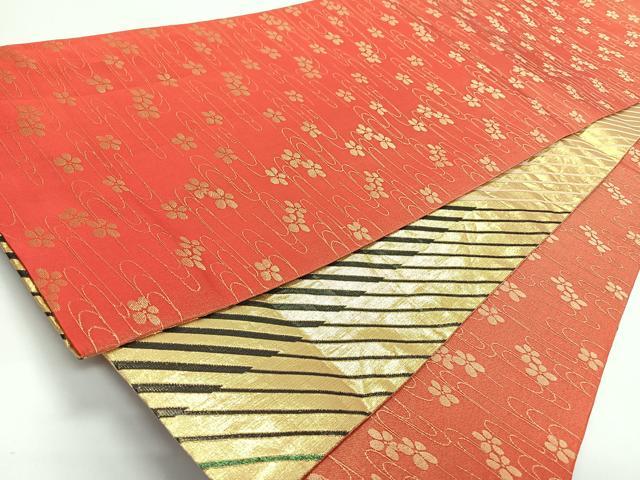 平和屋着物◎両面　六通柄袋帯　斜線文　金糸　正絹　逸品　CABJ7856nb