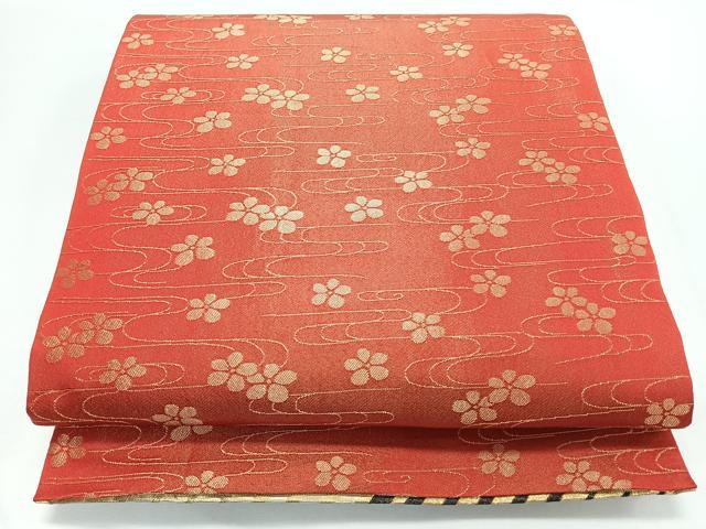 平和屋着物◎両面　六通柄袋帯　斜線文　金糸　正絹　逸品　CABJ7856nb
