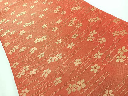 平和屋着物◎両面　六通柄袋帯　斜線文　金糸　正絹　逸品　CABJ7856nb