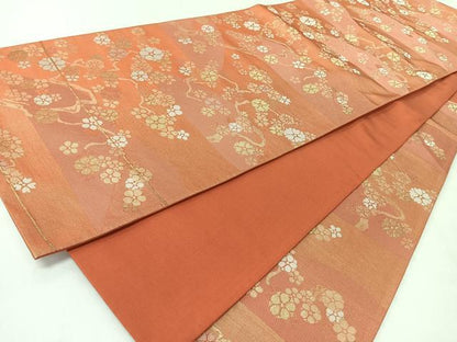 平和屋着物◎六通柄袋帯　桜　金糸　正絹　逸品　CABJ7863nb