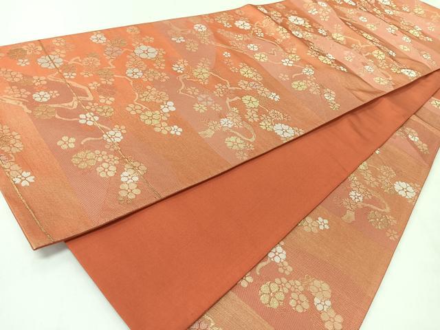 平和屋着物◎六通柄袋帯　桜　金糸　正絹　逸品　CABJ7863nb