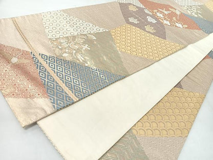 平和屋着物◎六通柄袋帯　花唐草飛鶴文　金銀糸　正絹　逸品　CABJ7869nb