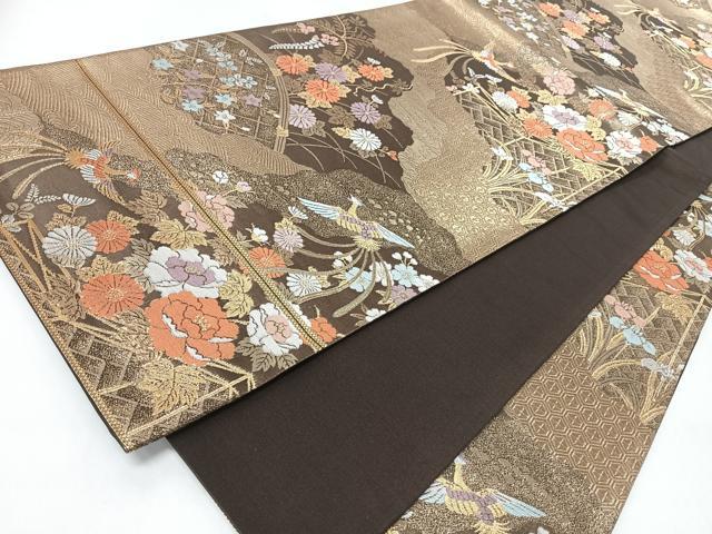 平和屋着物◎六通柄袋帯　九百晋花鳥錦　金糸　正絹　逸品　CABJ7874nb