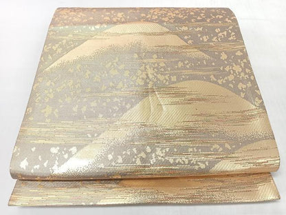平和屋着物◎六通柄袋帯　遠山文　金糸　正絹　逸品　CABJ7876nb