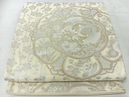 平和屋着物◎六通柄袋帯　更紗花鳥文　金銀糸　正絹　逸品　CABJ7884nb