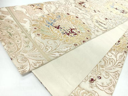 平和屋着物◎六通柄　本袋帯　更紗花唐草文　金糸　正絹　逸品　CABJ7890nb