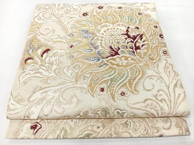 平和屋着物◎六通柄　本袋帯　更紗花唐草文　金糸　正絹　逸品　CABJ7890nb