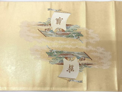 平和屋着物◎太鼓柄袋帯　近江御幸図　金糸　正絹　逸品　未使用　CABJ7894nb