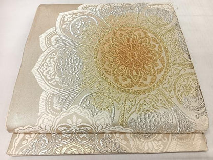 平和屋着物◎六通柄袋帯　更紗花文　金銀し　鈴乃屋扱い　正絹　逸品　CABJ7895nb