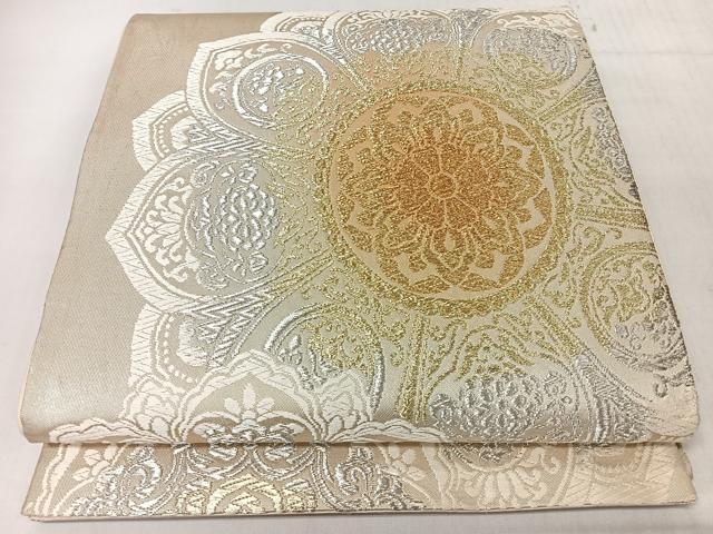 平和屋着物◎六通柄袋帯　更紗花文　金銀し　鈴乃屋扱い　正絹　逸品　CABJ7895nb