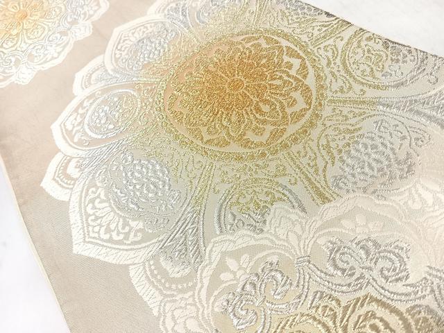 平和屋着物◎六通柄袋帯　更紗花文　金銀し　鈴乃屋扱い　正絹　逸品　CABJ7895nb