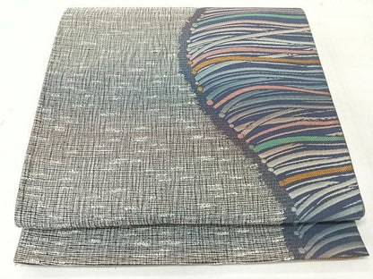 平和屋着物◎六通柄袋帯　幾何学文　正絹　逸品　CABJ7905nb