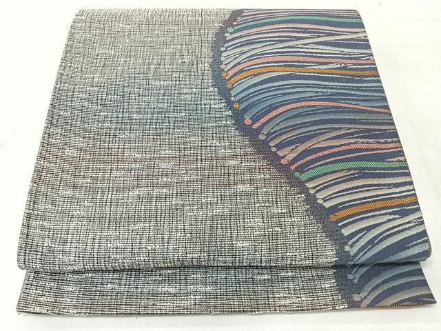 平和屋着物◎六通柄袋帯　幾何学文　正絹　逸品　CABJ7905nb