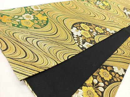 平和屋着物◎六通柄袋帯　辻が花　金糸　正絹　逸品　CABJ7912nb