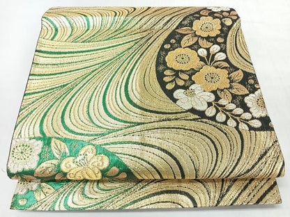 平和屋着物◎六通柄袋帯　辻が花　金糸　正絹　逸品　CABJ7912nb