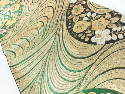 平和屋着物◎六通柄袋帯　辻が花　金糸　正絹　逸品　CABJ7912nb