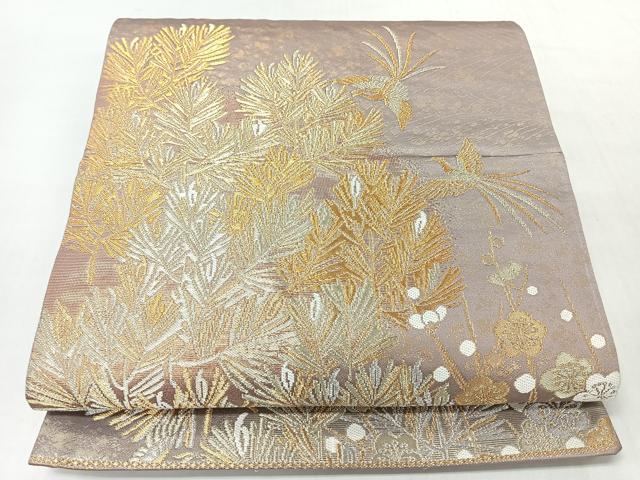 平和屋着物◎六通柄袋帯　流水若松葉鳳凰文　金銀糸　正絹　逸品　CABJ7913nb