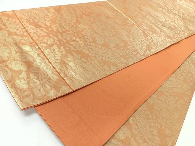 平和屋着物◎六通柄袋帯　更紗花文　金糸　正絹　逸品　CABJ7919nb