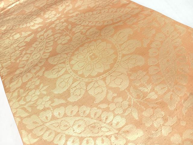 平和屋着物◎六通柄袋帯　更紗花文　金糸　正絹　逸品　CABJ7919nb