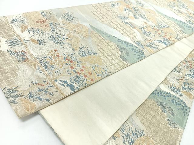 平和屋着物◎六通柄袋帯　遠山風景文　金銀糸　正絹　逸品　CABJ7921nb