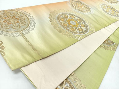 平和屋着物◎六通柄袋帯　更紗花丸文　金銀糸　正絹　逸品　CABJ7923nb