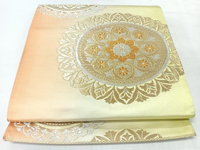 平和屋着物◎六通柄袋帯　更紗花丸文　金銀糸　正絹　逸品　CABJ7923nb
