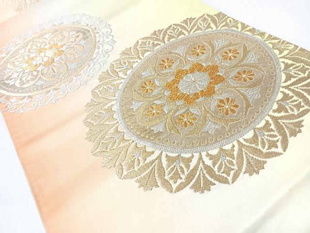 平和屋着物◎六通柄袋帯　更紗花丸文　金銀糸　正絹　逸品　CABJ7923nb