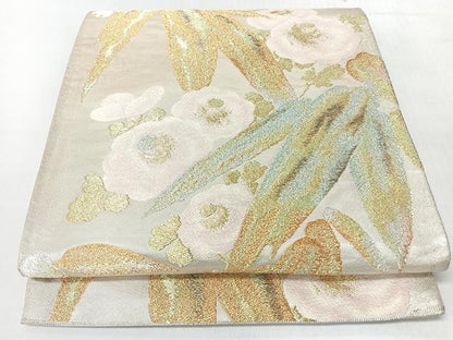 平和屋着物◎六通柄袋帯　草花文　金銀糸　正絹　逸品　CABJ7924nb