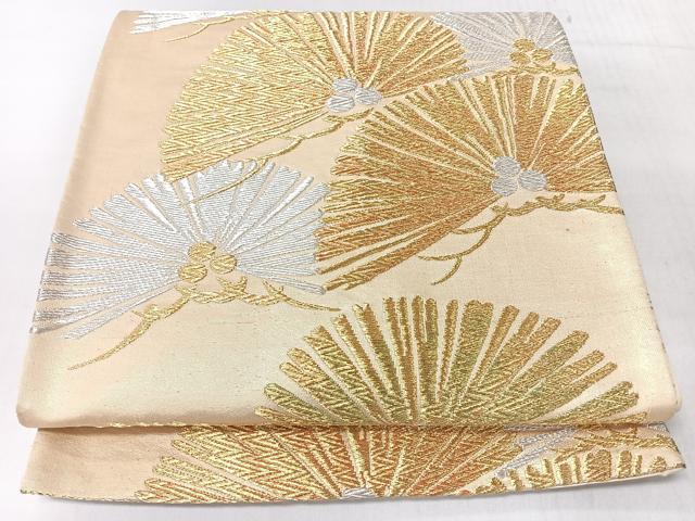 平和屋着物◎六通柄袋帯　松　金銀糸　正絹　逸品　CABJ7929nb