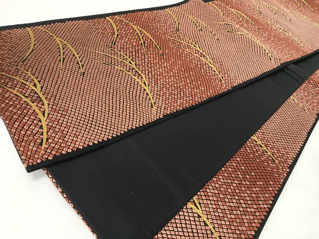 平和屋着物◎全通柄袋帯　唐織　芝草文　正絹　逸品　CABJ7935nb