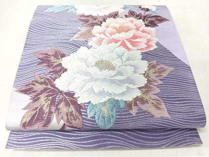 平和屋着物◎六通柄袋帯　唐織　牡丹　金糸　正絹　逸品　CABJ7936nb