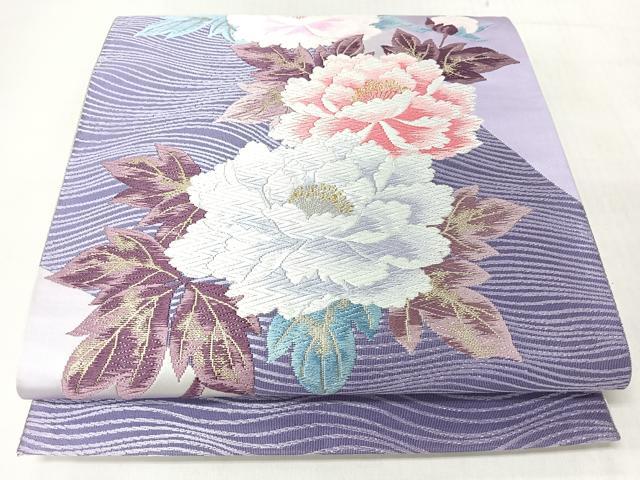 平和屋着物◎六通柄袋帯　唐織　牡丹　金糸　正絹　逸品　CABJ7936nb