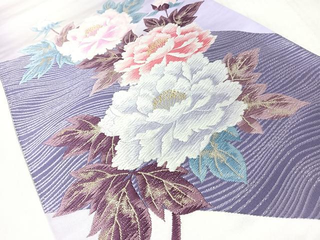 平和屋着物◎六通柄袋帯　唐織　牡丹　金糸　正絹　逸品　CABJ7936nb