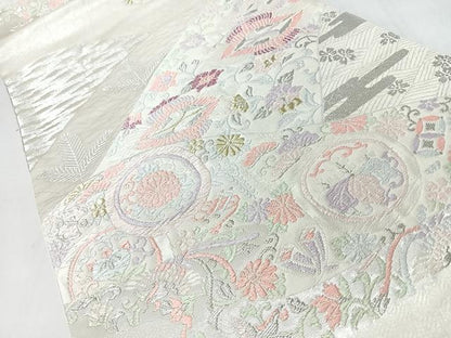 平和屋着物◎六通柄袋帯　唐織　花唐草流水文　金銀糸　正絹　逸品　CABJ7942nb