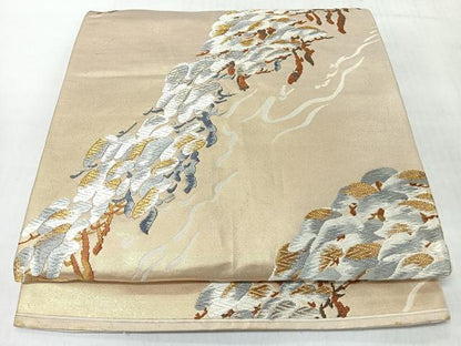 平和屋着物◎六通柄袋帯　唐織　浜松文　金銀糸　正絹　逸品　CABJ7949nb