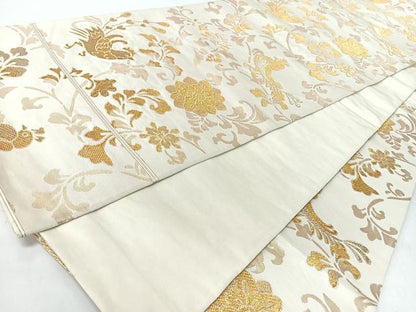 平和屋着物◎六通柄袋帯　花鳥文　金糸　正絹　逸品　CABJ7950nb