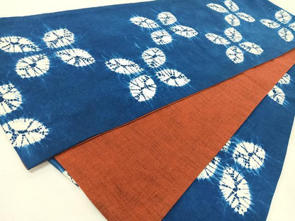 平和屋着物◎全通柄　京袋帯　絞り　舞花文　綿　逸品　CABJ7951nb