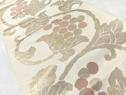 平和屋着物◎六通柄袋帯　葡萄蔦の葉文　金糸　正絹　逸品　CABJ7955nb