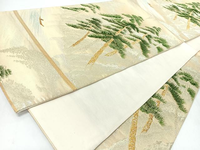 平和屋着物◎六通柄袋帯　枝松文　金銀糸　正絹　逸品　CABJ7968nb