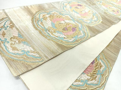平和屋着物◎六通柄袋帯　唐織　鳳凰　金銀糸　正絹　逸品　CABJ7970nb