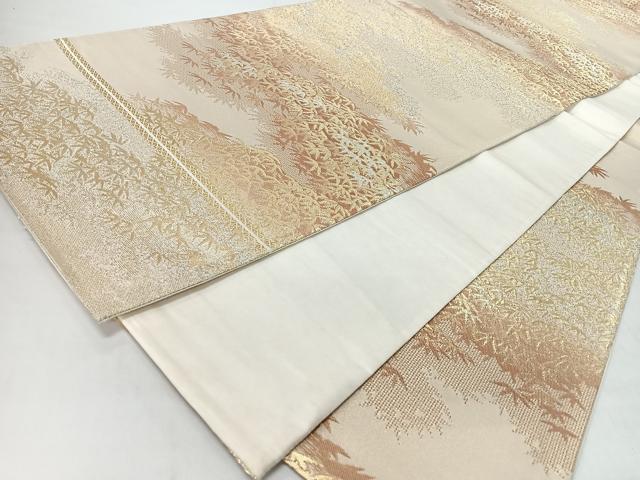平和屋着物◎西陣　六通柄袋帯　笹　金銀糸　正絹　逸品　CABJ7975nb