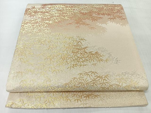 平和屋着物◎西陣　六通柄袋帯　笹　金銀糸　正絹　逸品　CABJ7975nb