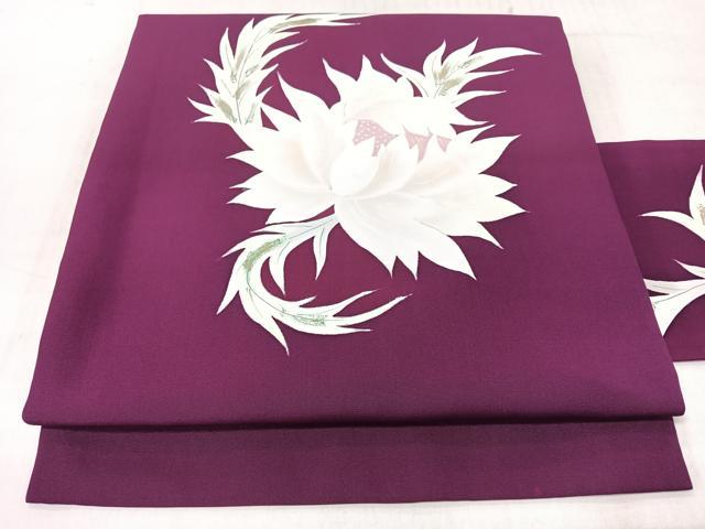 平和屋着物◎塩瀬　九寸名古屋帯　手描き　舞花文　正絹　逸品　CABJ7981nb