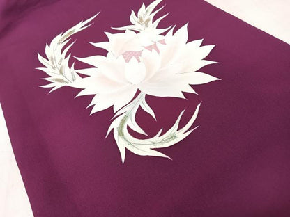 平和屋着物◎塩瀬　九寸名古屋帯　手描き　舞花文　正絹　逸品　CABJ7981nb